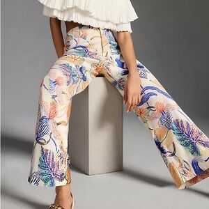 Anthropologie Vibrant Floral Cropped Pants